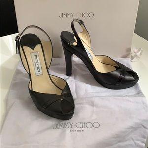 Jimmy Choo Bernie Napa Black Leather Heels